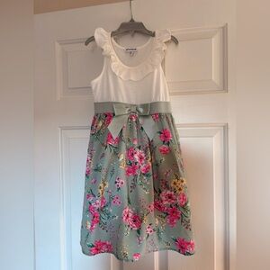 White and Green Floral Dress